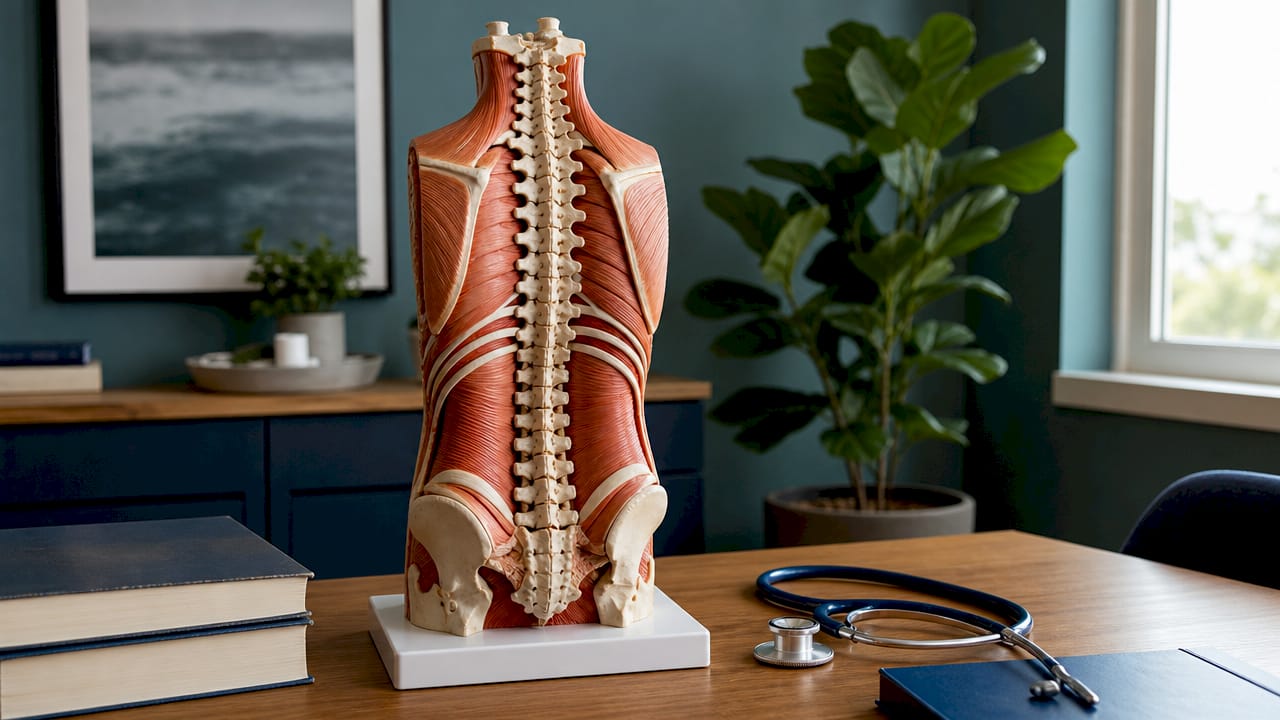 Anatomical model of core muscles protecting spine