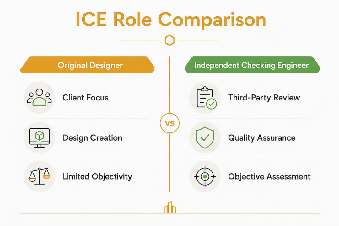 Infographic comparing roles of ICE and original designer