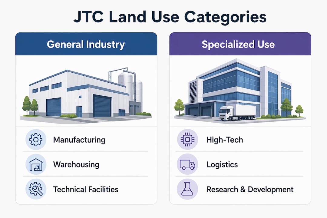 Infographic comparing JTC permitted land use categories