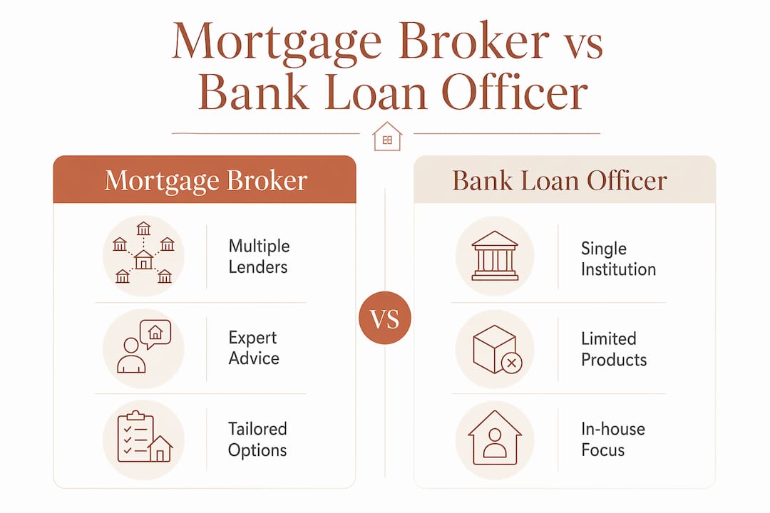 Infographic comparing mortgage broker and bank loan officer