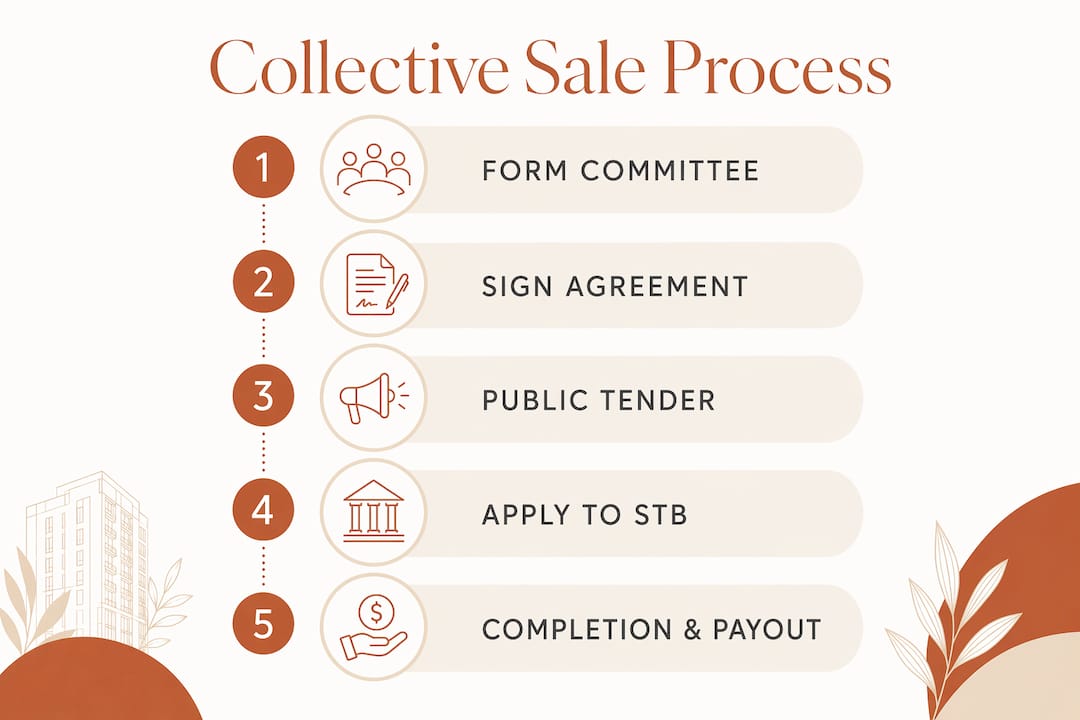 Step-by-step collective sale process infographic