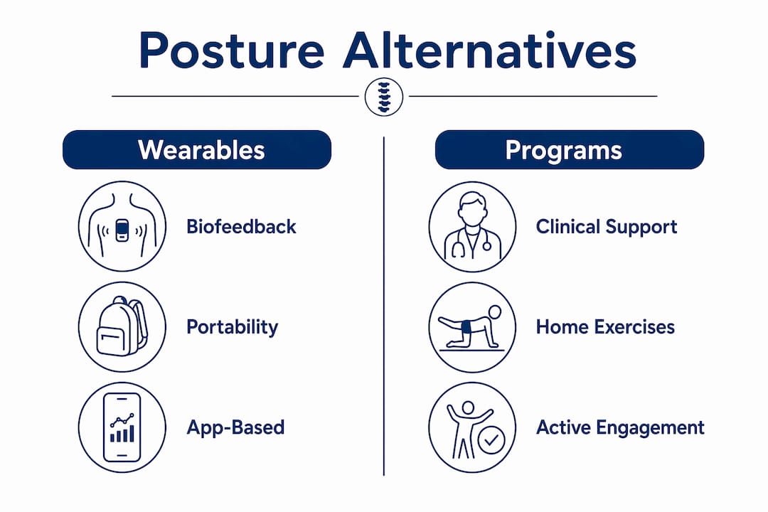 Infographic comparing posture care wearables and programs