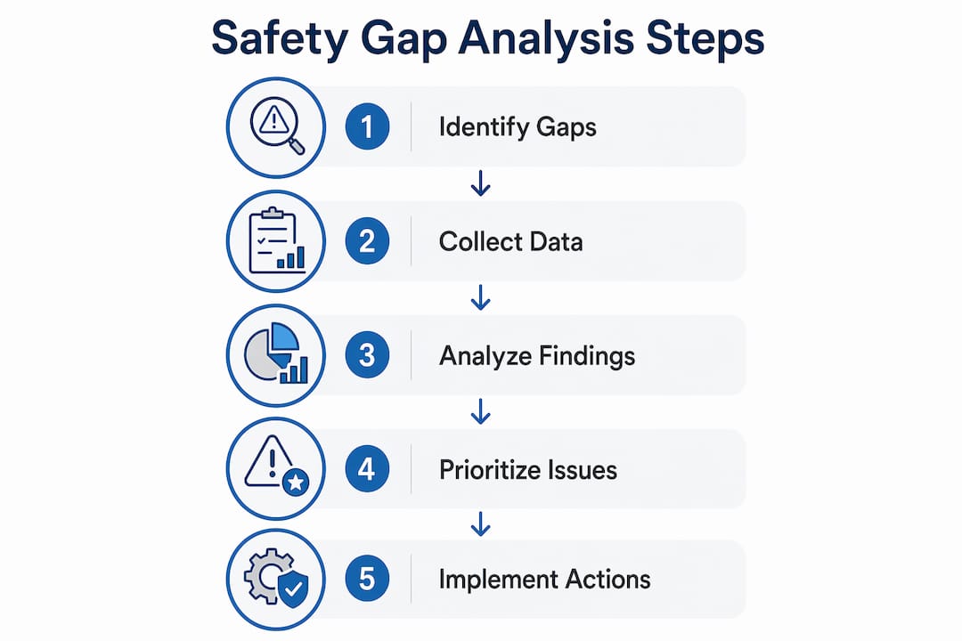 Infographic showing key steps in safety gap analysis