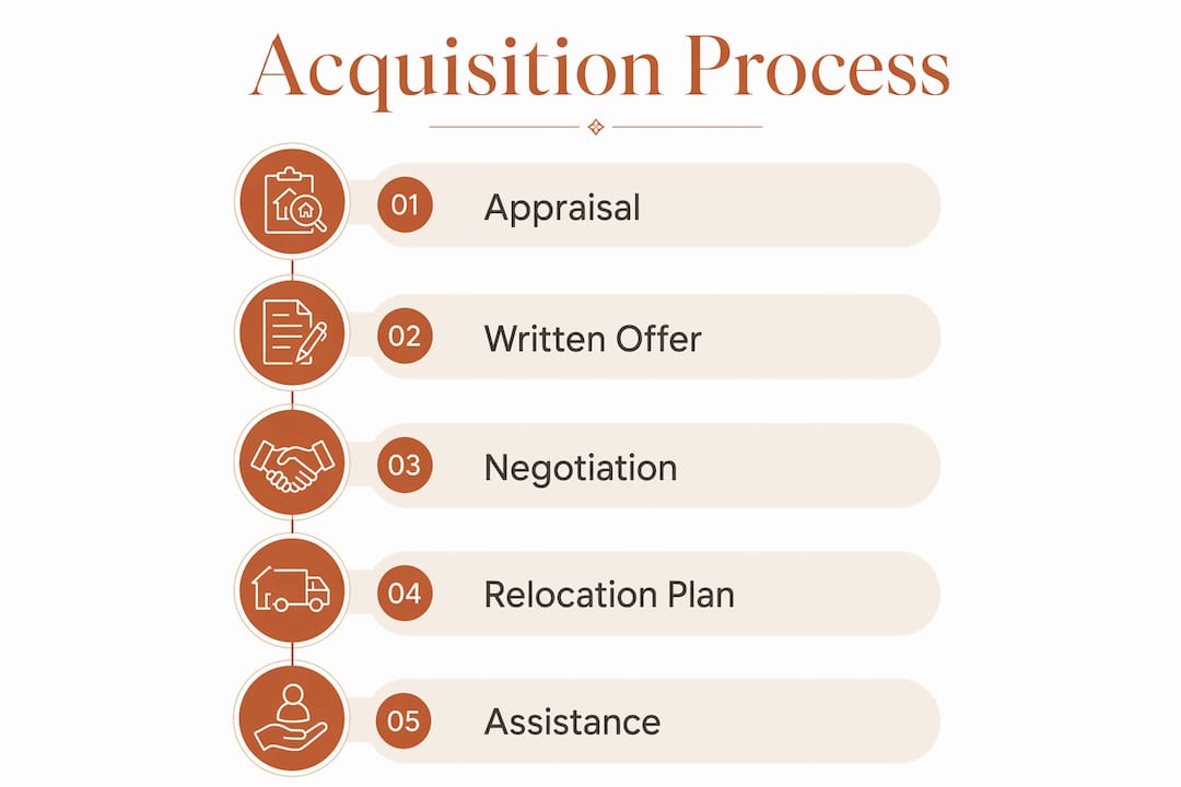 Infographic of property acquisition and relocation steps