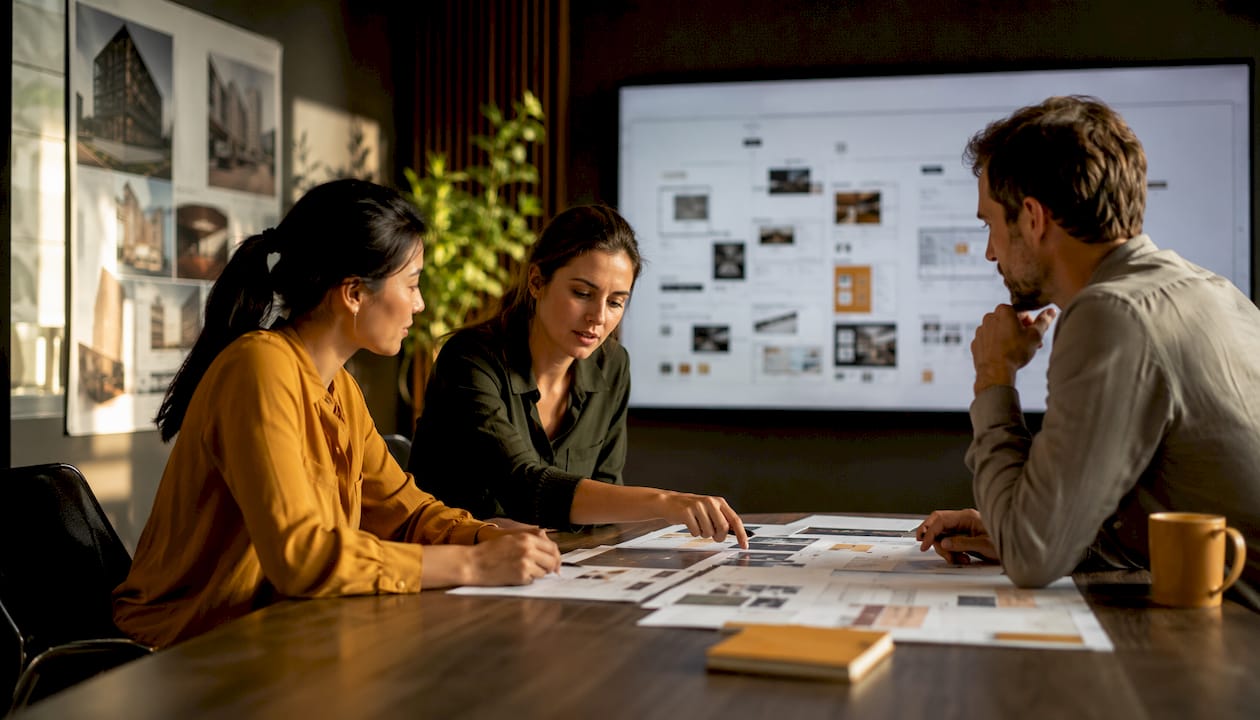 Team collaborating on client brief process