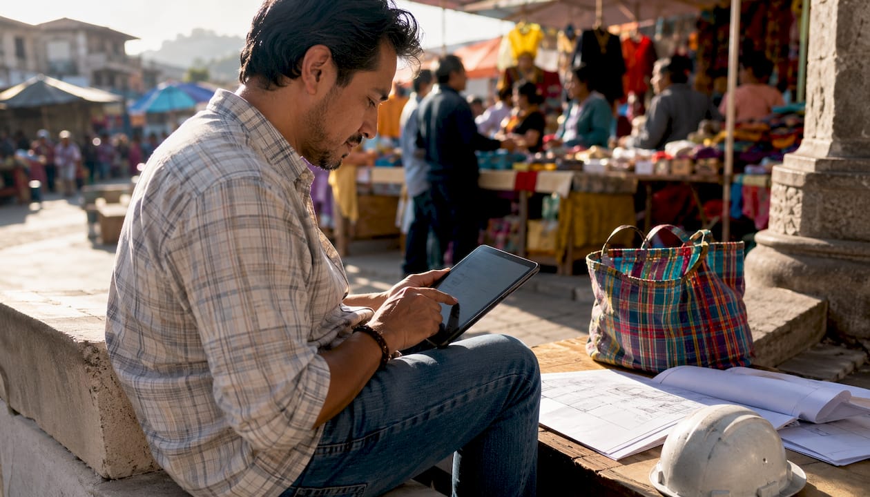 How to Ensure Regulatory Compliance in Construction Close-up hands using digital compliance tablet onsite