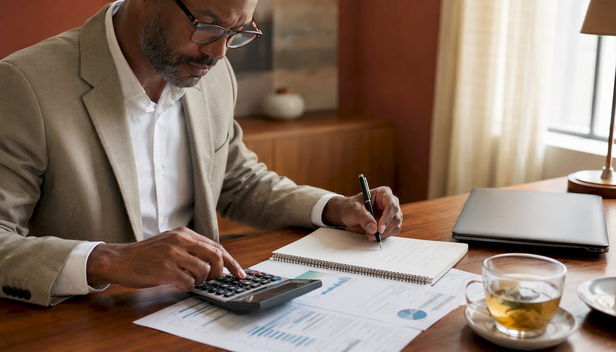 Man assessing finances for real estate investment