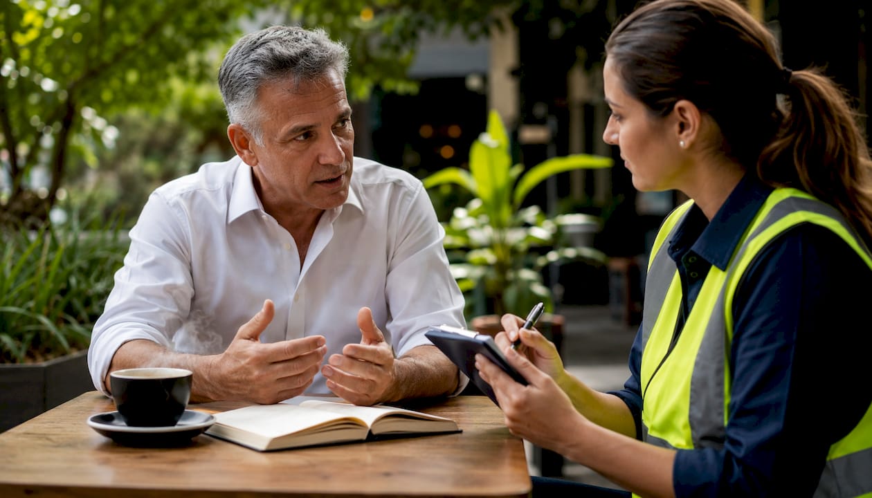 Manager and supervisor discussing safety roles