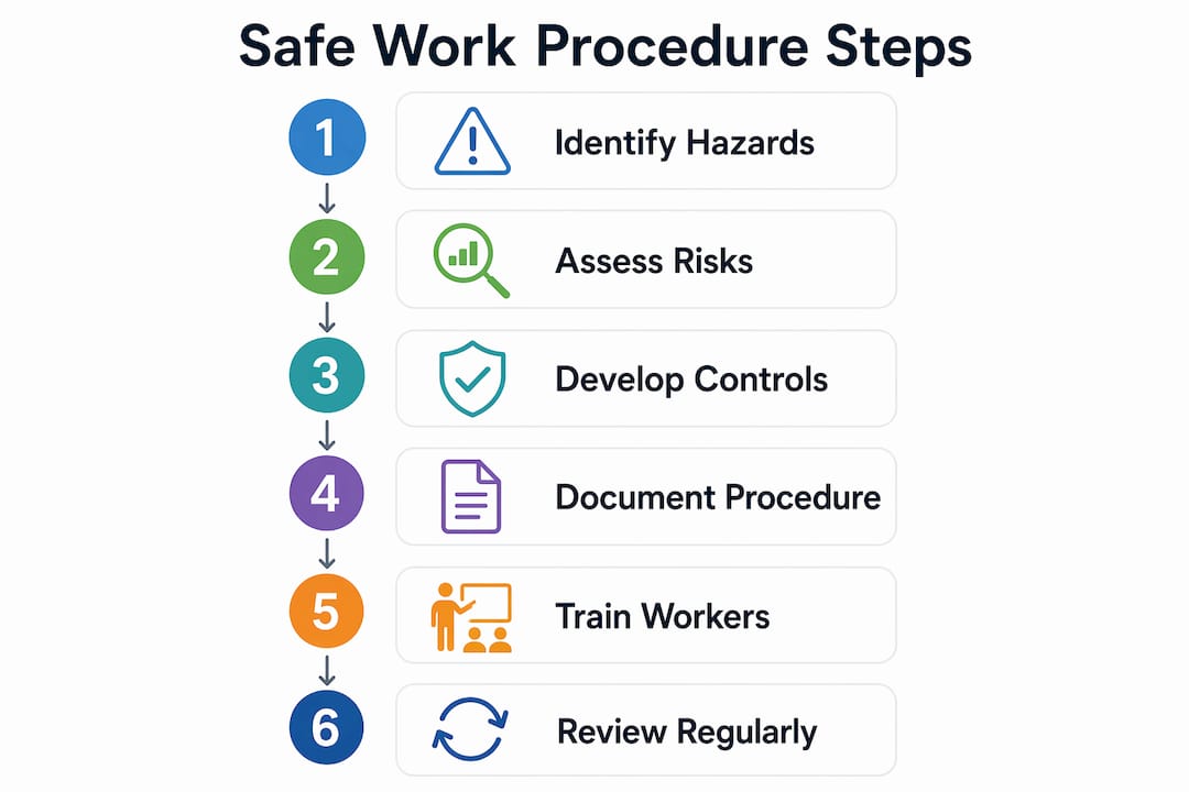 Infographic showing step-by-step safe work procedure development process
