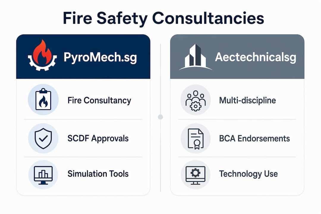 Best PyroMech.sg Alternatives for Singapore Projects in 2026 Infographic comparing PyroMech.sg and Aectechnicalsg services