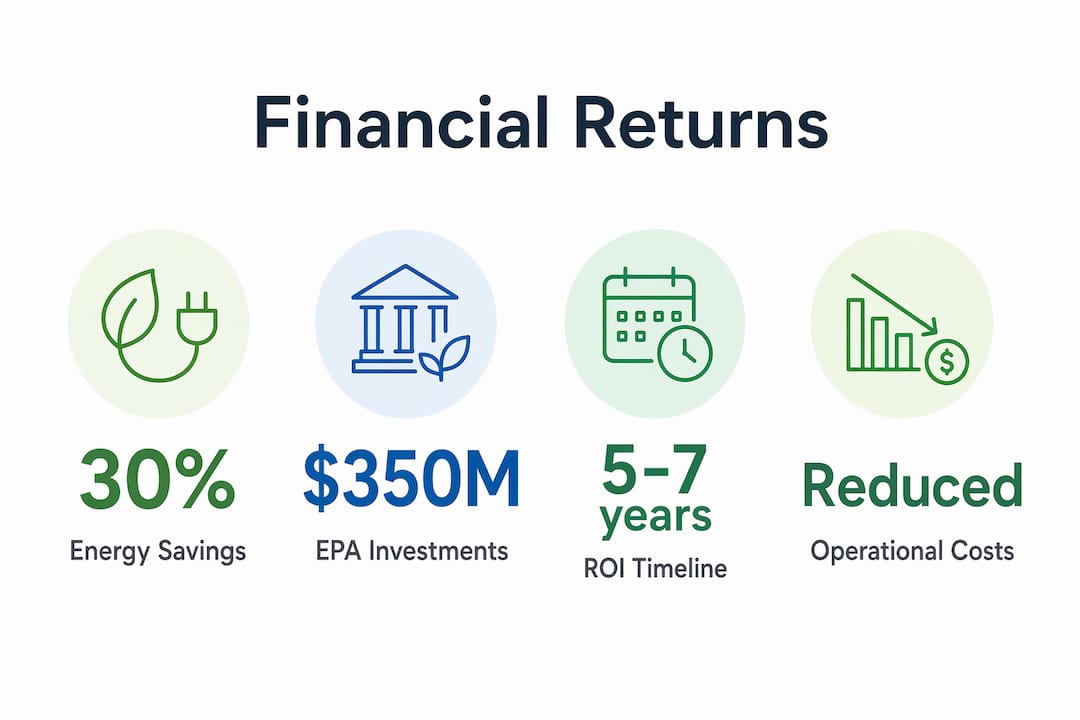 Infographic showing financial benefits of sustainable construction