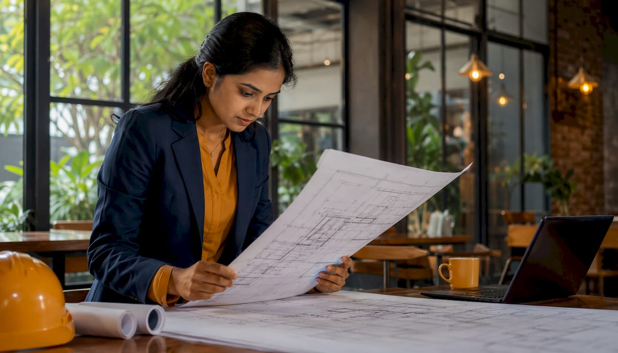 Engineer reviewing structural approval documents