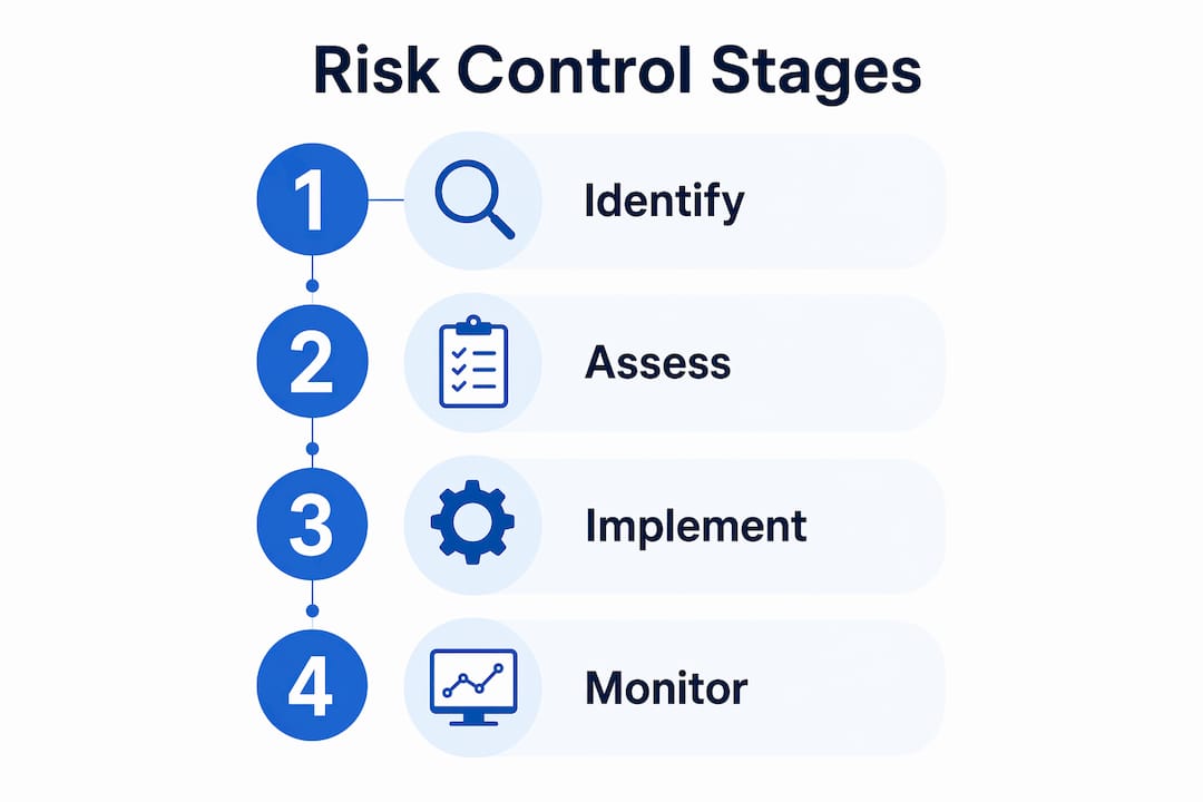 Infographic illustrating four stages of environmental risk control process