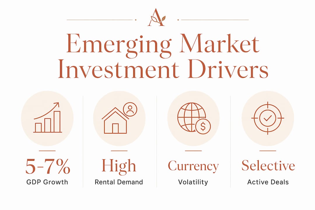 Infographic showing key emerging market investment statistics