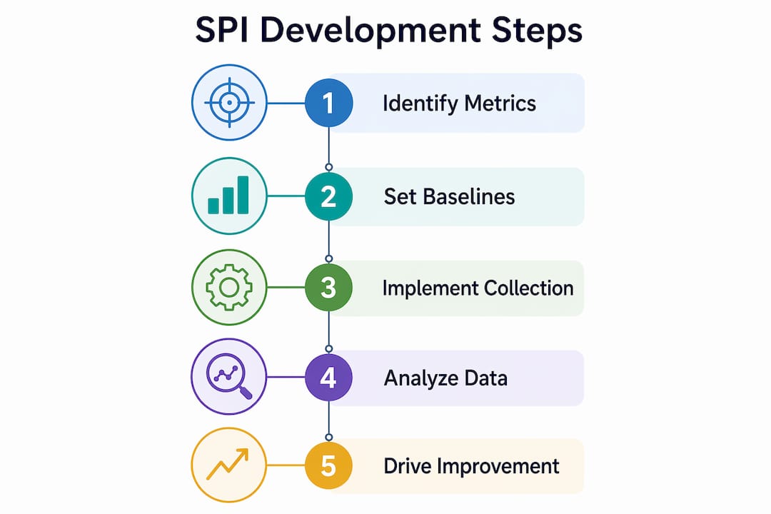 Infographic illustrating steps to develop safety performance indicators