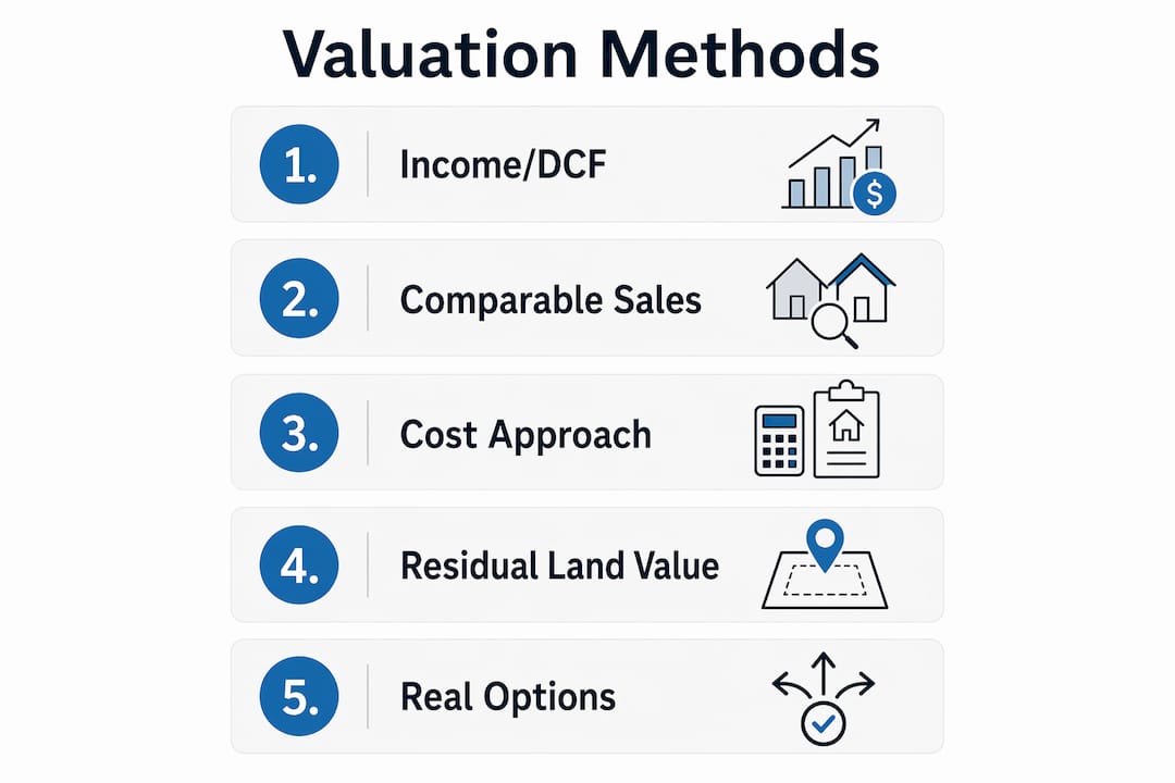 Infographic showing five valuation methods