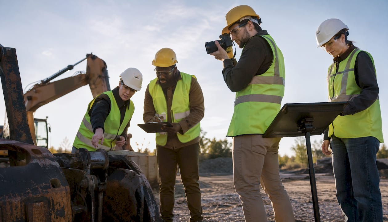 Team documenting incident scene at construction site