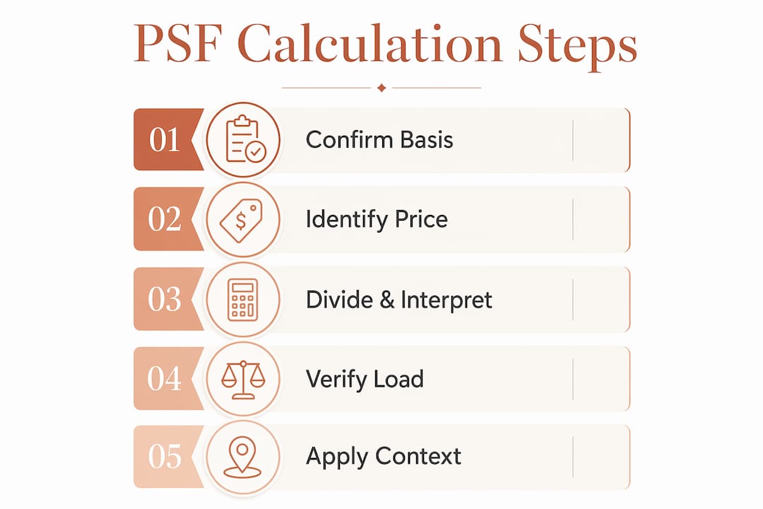 Infographic illustrating PSF calculation steps