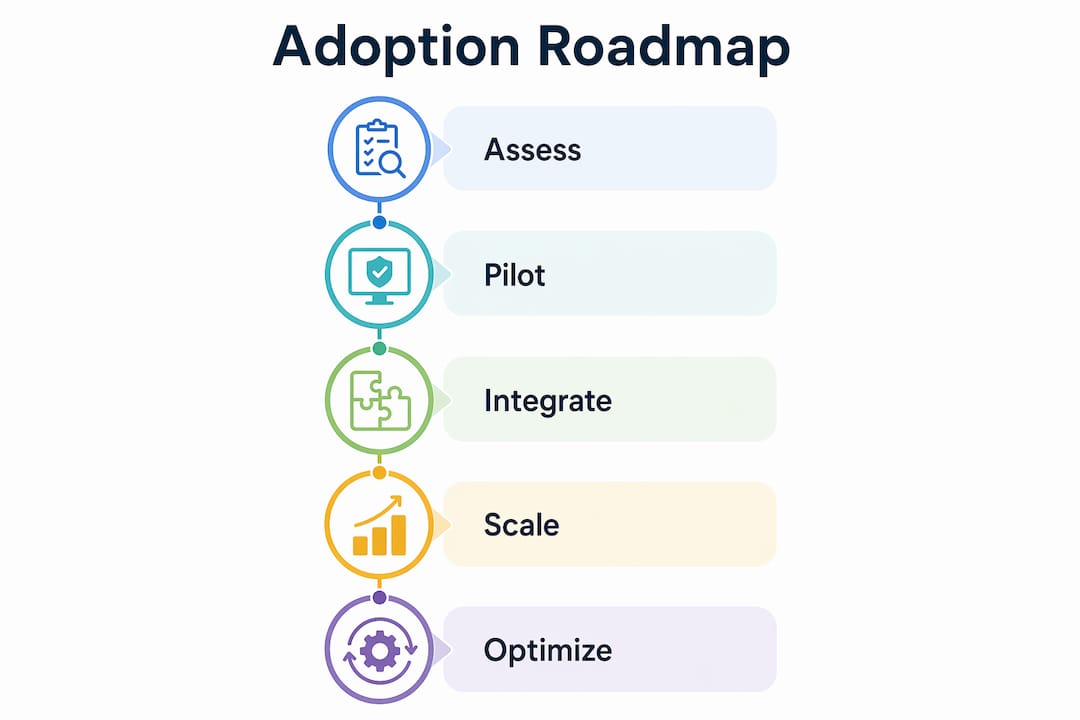 Infographic outlining phased digital safety adoption steps