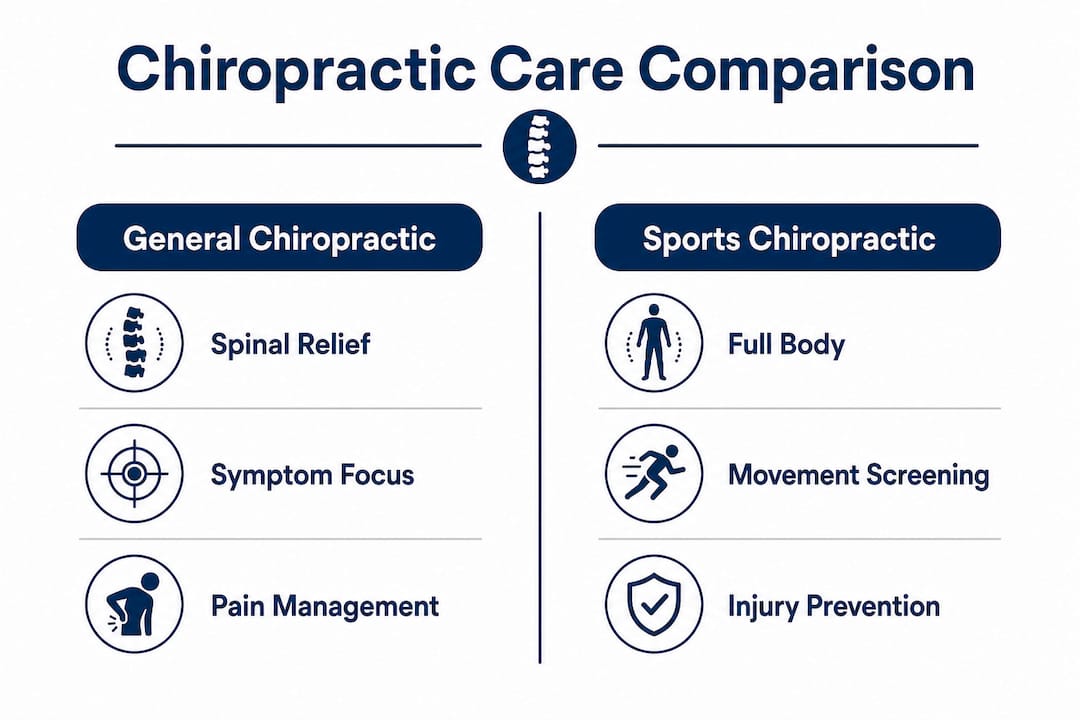 Infographic comparing general and sports chiropractic care