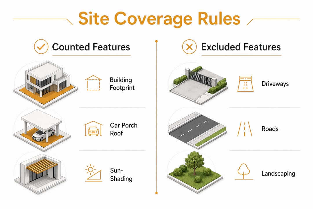 Infographic showing site coverage counted vs excluded features