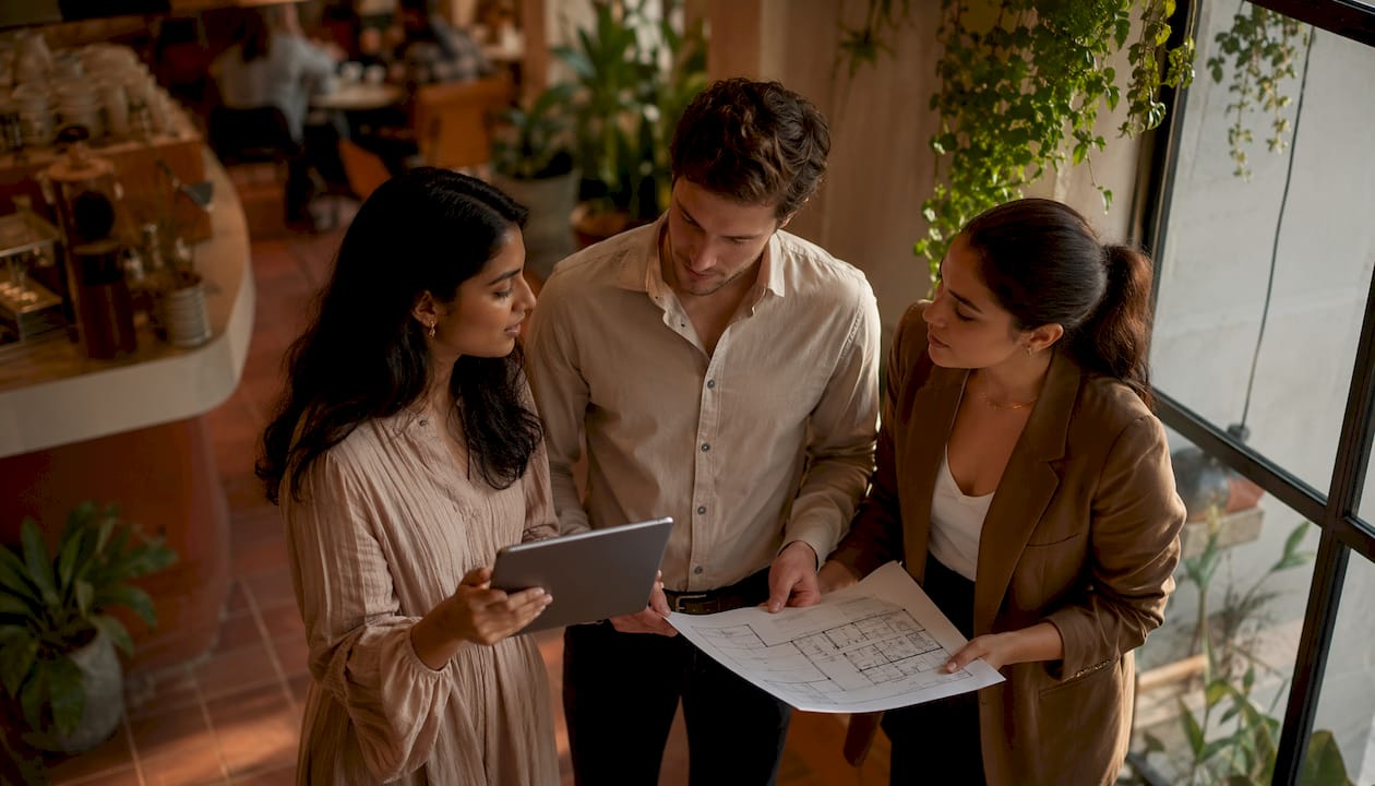 Group discussing small multifamily property investment outdoors