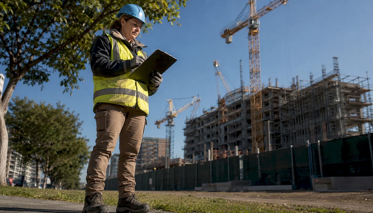 Site supervisor prioritizing job hazards at construction