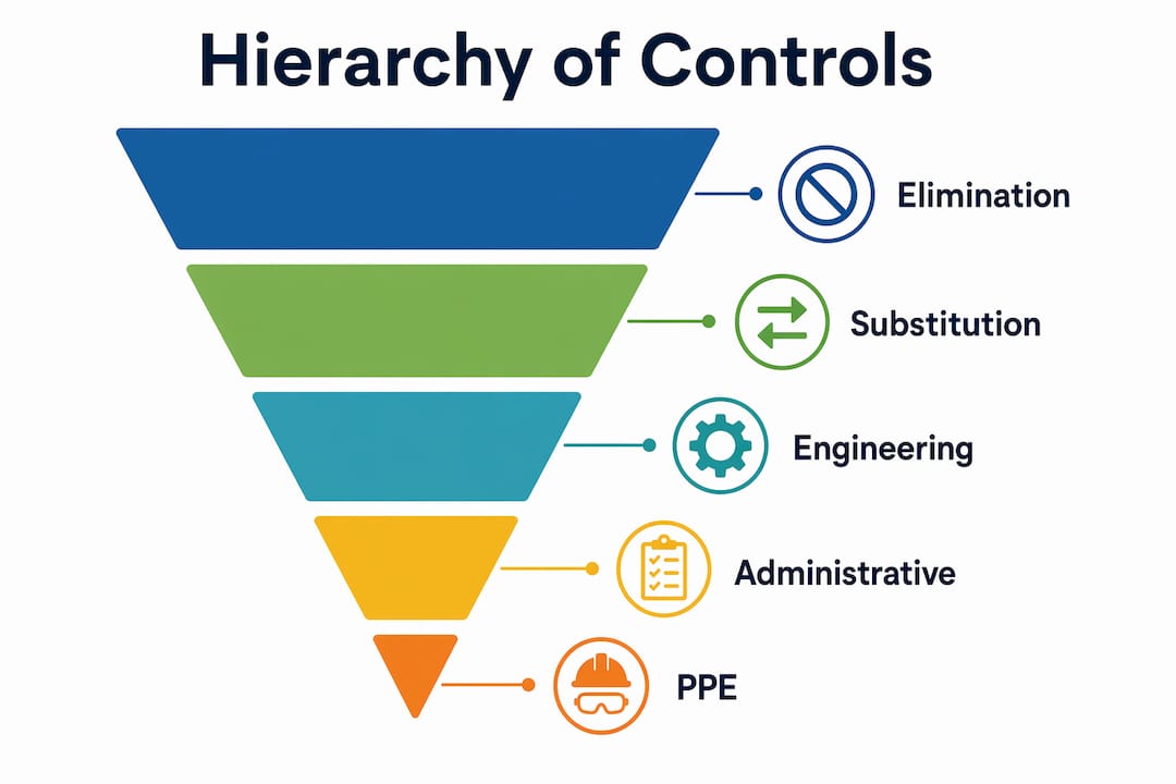 Infographic showing hierarchy of controls for job hazard analysis