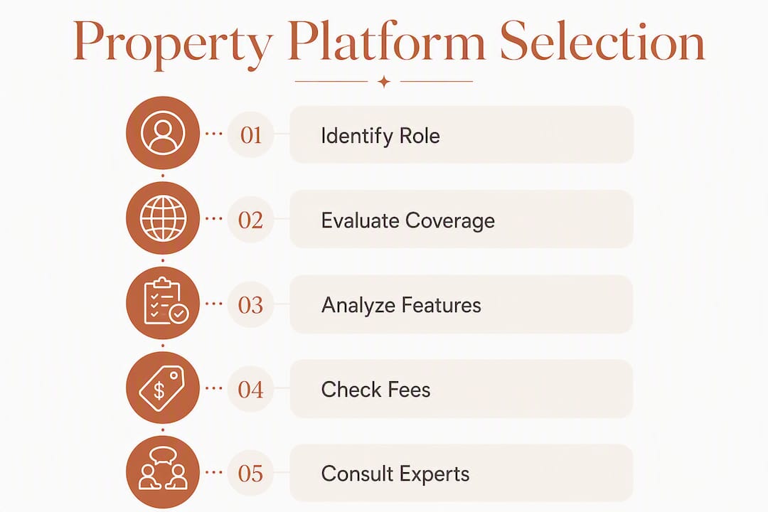 Infographic showing steps to choose property platform