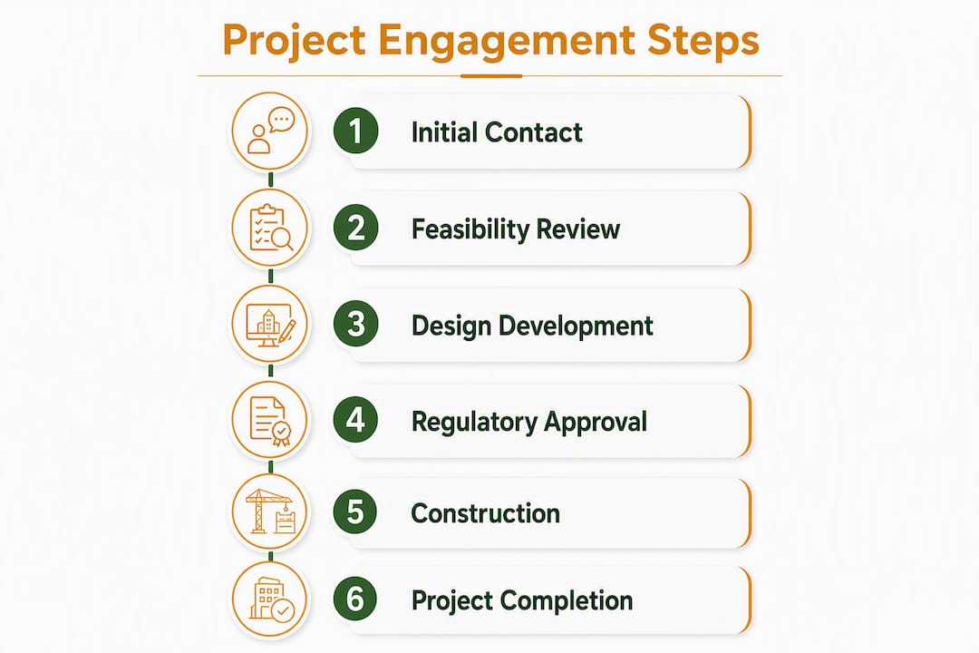 Infographic depicting key stages of civil engineering project engagement