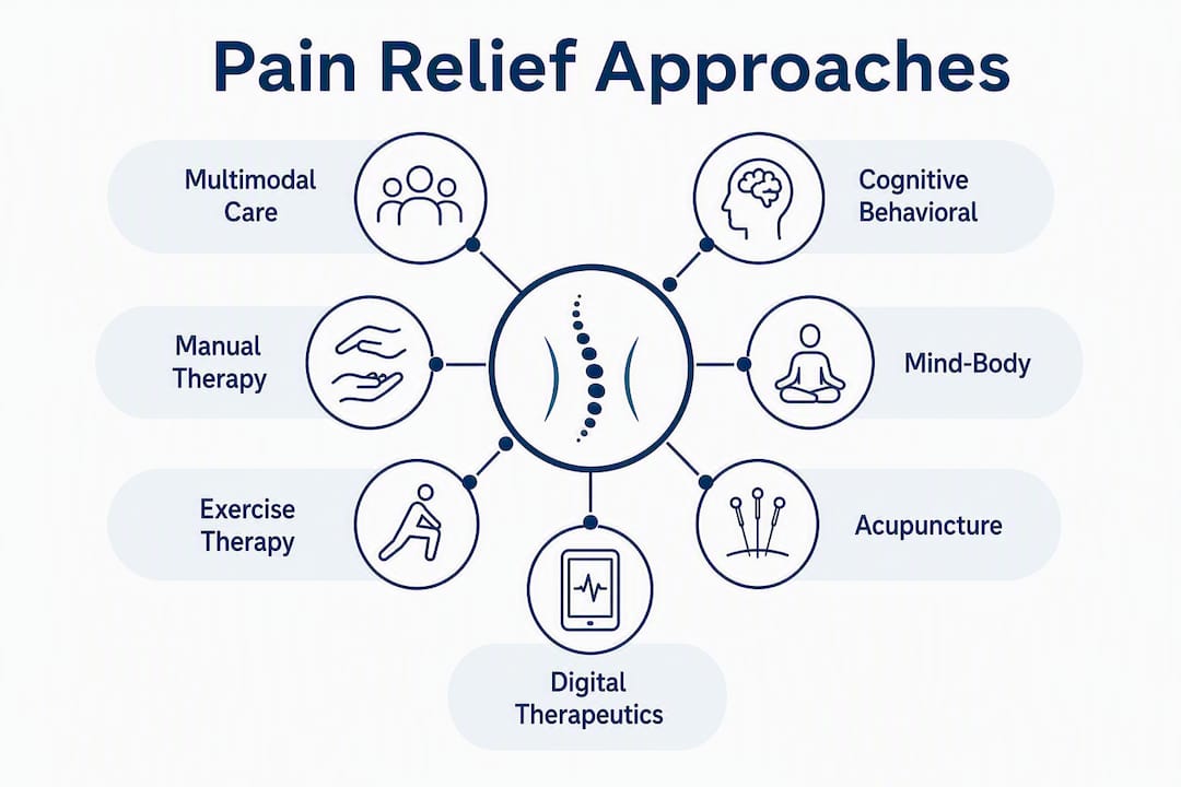 Infographic showing hierarchy of long-term pain relief methods