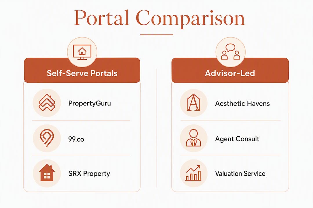 Infographic comparing self-serve portals and advisor-led services
