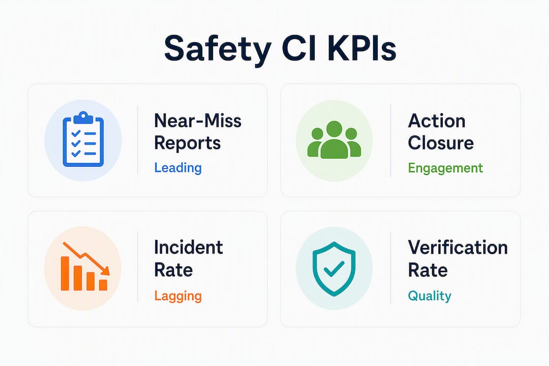 Infographic showing safety continuous improvement KPIs