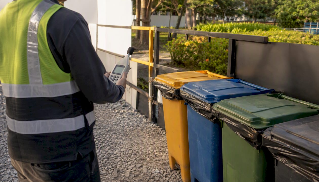 Waste management system inspection with digital meter