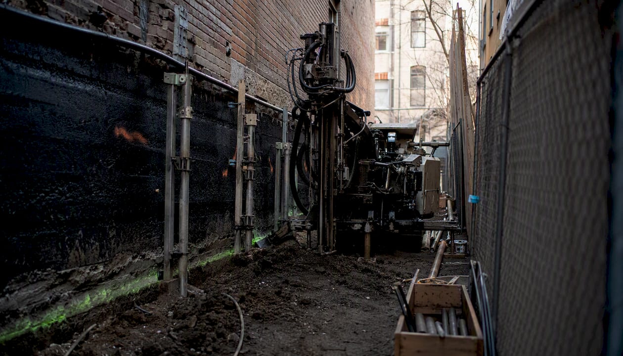 Examples of Underpinning Techniques: A Practical Guide Compact micropile drilling in tight urban access
