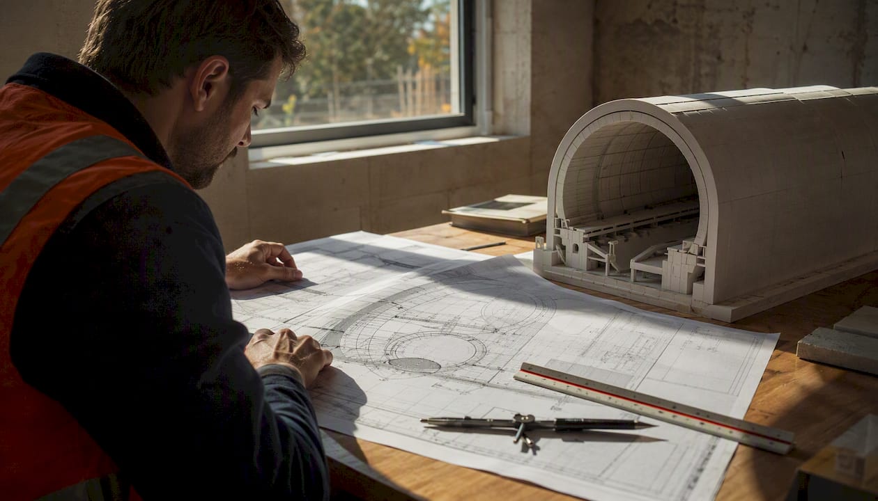 Tunnel design physical plans and 3D printed model