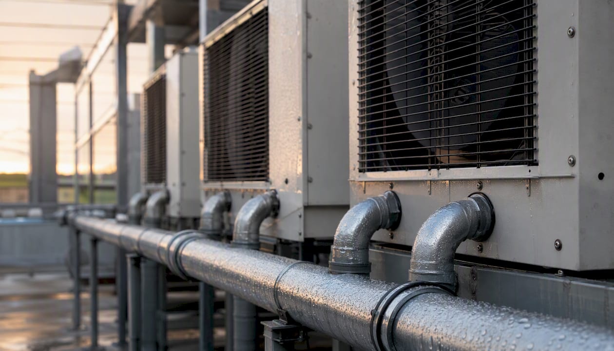 Close-up of data center cooling units