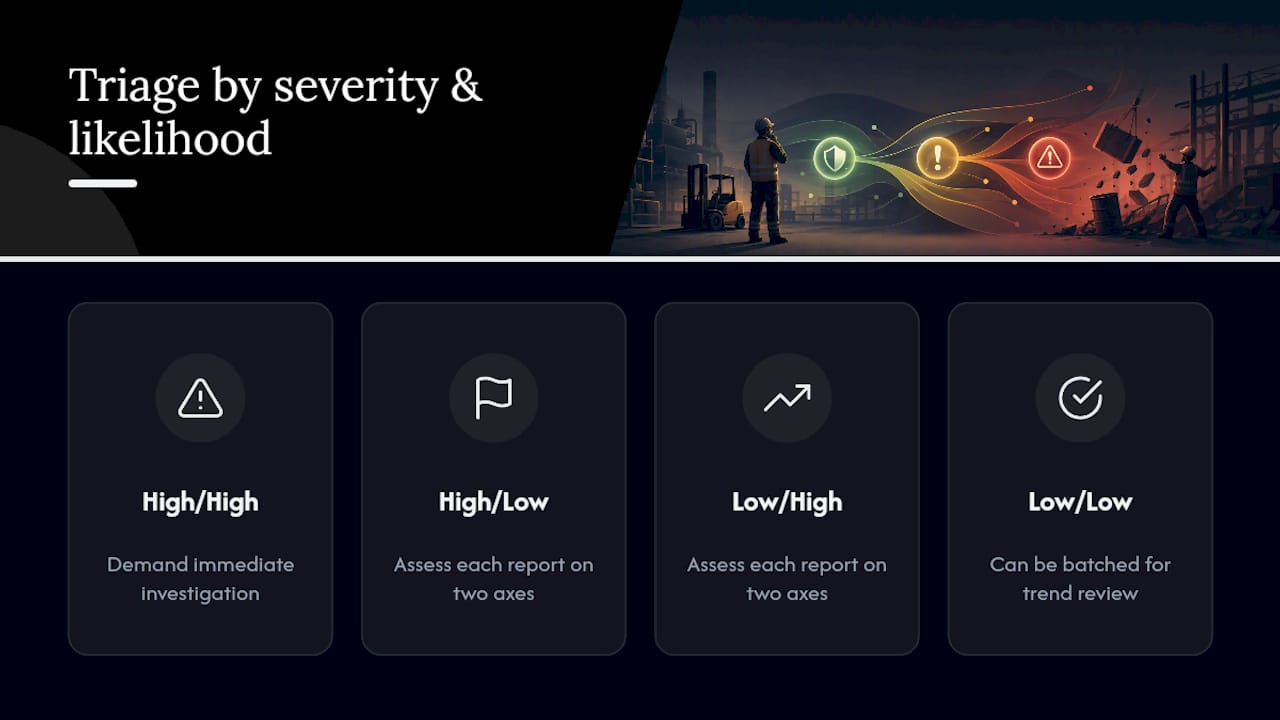 Near-miss investigation prioritization matrix