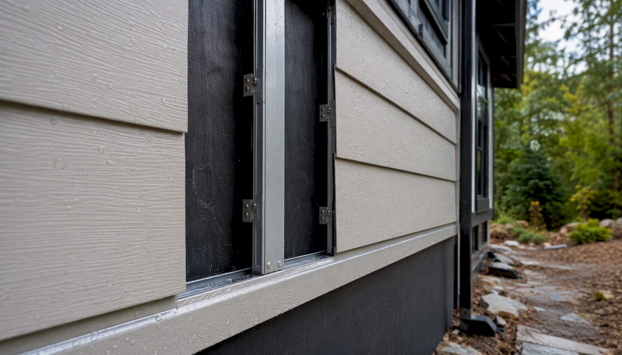 Building Envelope Systems: A Technical Guide for Architects Rainscreen cladding with drainage cavity visible