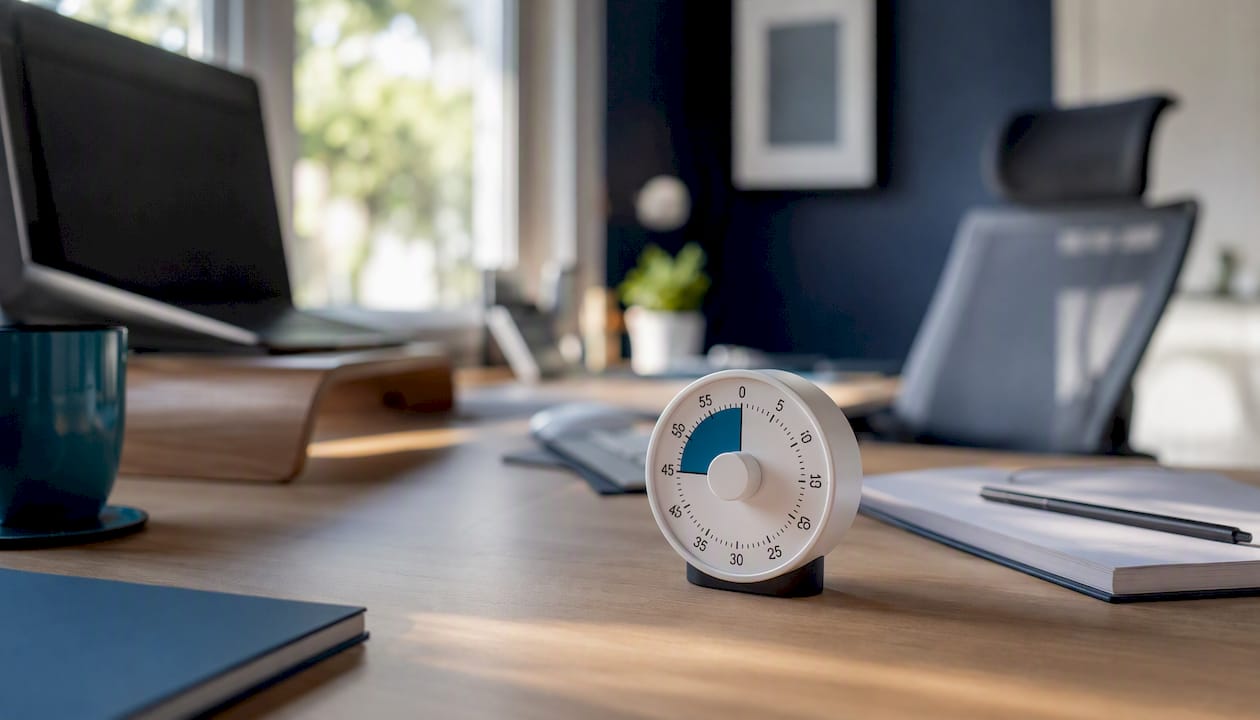 Mechanical timer on desk for movement breaks