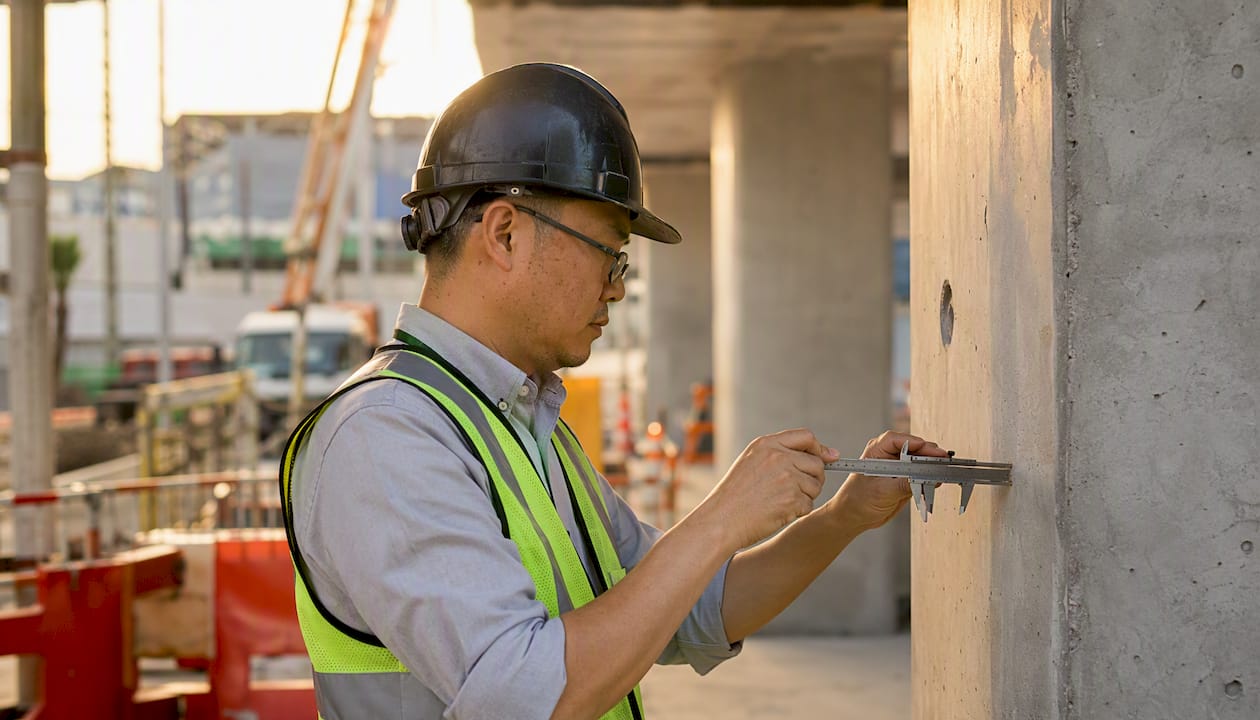PE Registration Requirements Singapore List: The Full Checklist Engineer manually measuring beams on site