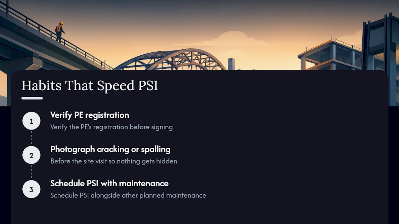 What Belongs on Your Periodic Structural Inspection Checklist A Practitioner's View on What Actually Slows PSI Down — overview diagram