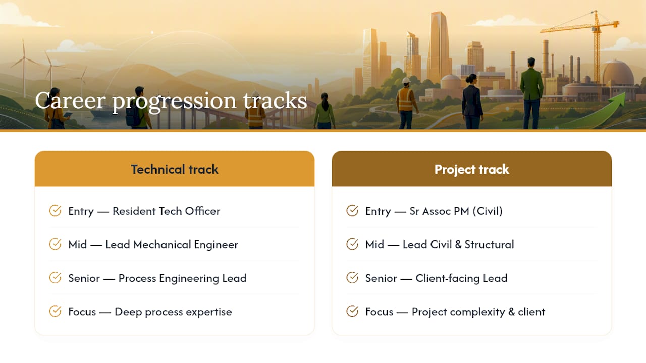 Diagram comparing engineering career progression paths