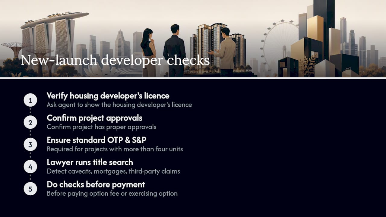 Diagram showing new launch property developer verification steps