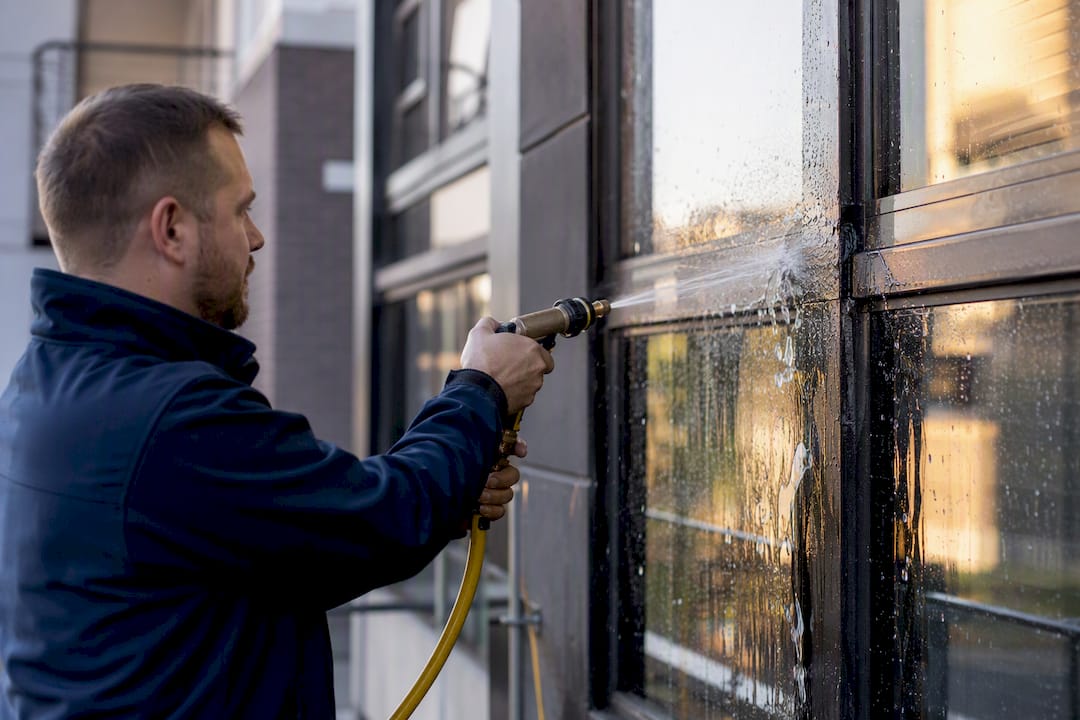 Curtain Wall Inspection: Levels, Standards, and Checklists Water spray test on curtain wall joint