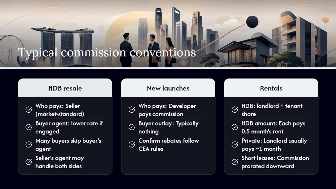 Diagram of property agent commission rates by transaction type