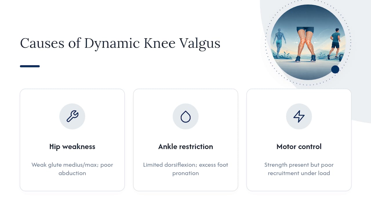 Diagram of causes of dynamic knee valgus