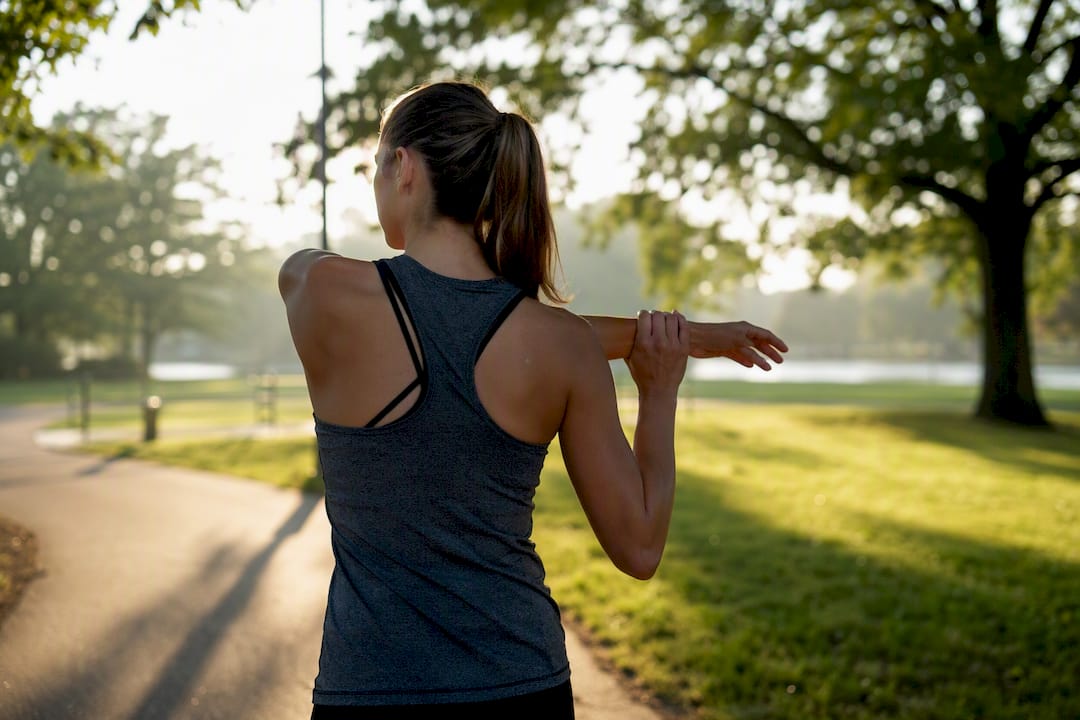 Upper back stretch for stiffness relief