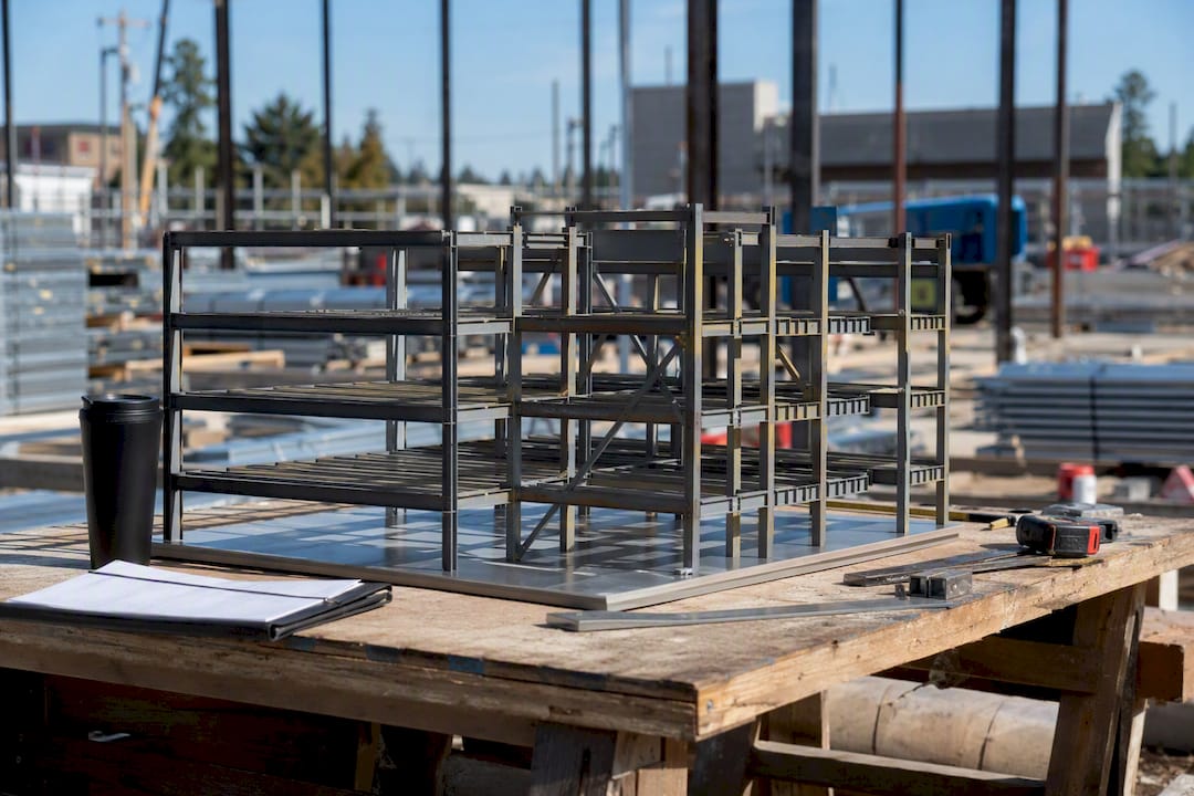 Close-up of structural steel model
