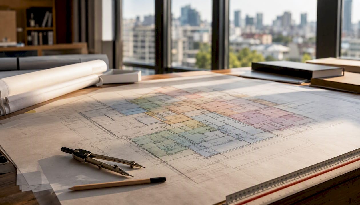 10% Bonus GFA Cap: Singapore Gross Floor Area Submission Checklist Architectural floor plan showing mixed-use zoning overlays